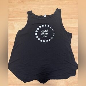Can't Phase Me Black Sleeveless Top with Moon Phases Design Women's XL